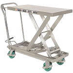 Manual Single Stainless Steel Scissor Lift Table Cart with Quick Lift - 1000lb Capacity thumb