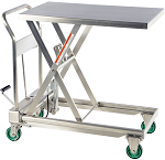 Manual Single Stainless Steel Scissor Lift Table with Quick Lift - 550lb Capacity thumb