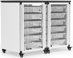 Mobile Double Modular Storage Office Cart with Small Bins thumb
