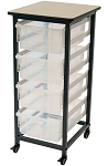 Single Row Mobile Bin Storage Cart with Large Clear Bins thumb