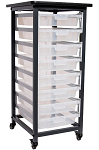 Single Row Mobile Bin Storage Cart with Small Clear Bins thumb
