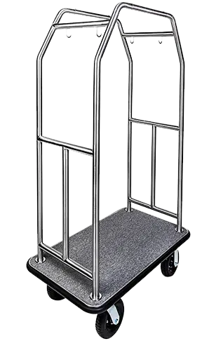 Stainless Steel Bellman Cart with Gray Plastic Deck thumb