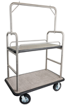 Stainless Steel Dual Deck Midtown Hotel Bellman Cart with Grey Deck thumb