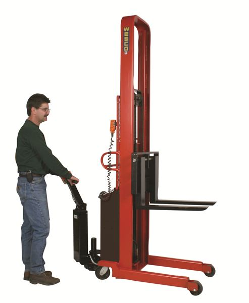 2000lb Powered Stacker with 86" Lift thumb